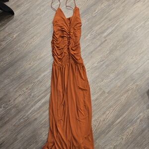 Muse Terracotta Maxi Dress with Ruched Detail